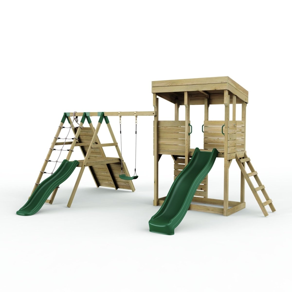 Rebo XL Lookout Tower Playhouse with Single Swing and Climbing