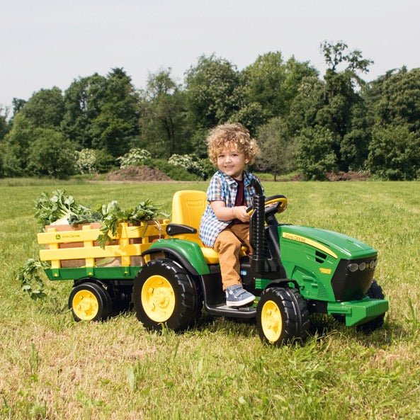 Peg Perego Licensed John Deere Ground Force Tractor with Trailer 12V Ride On - Green