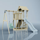 PolarPlay Balcony Tower Kids Wooden Climbing Frame - Swing Calder Mist