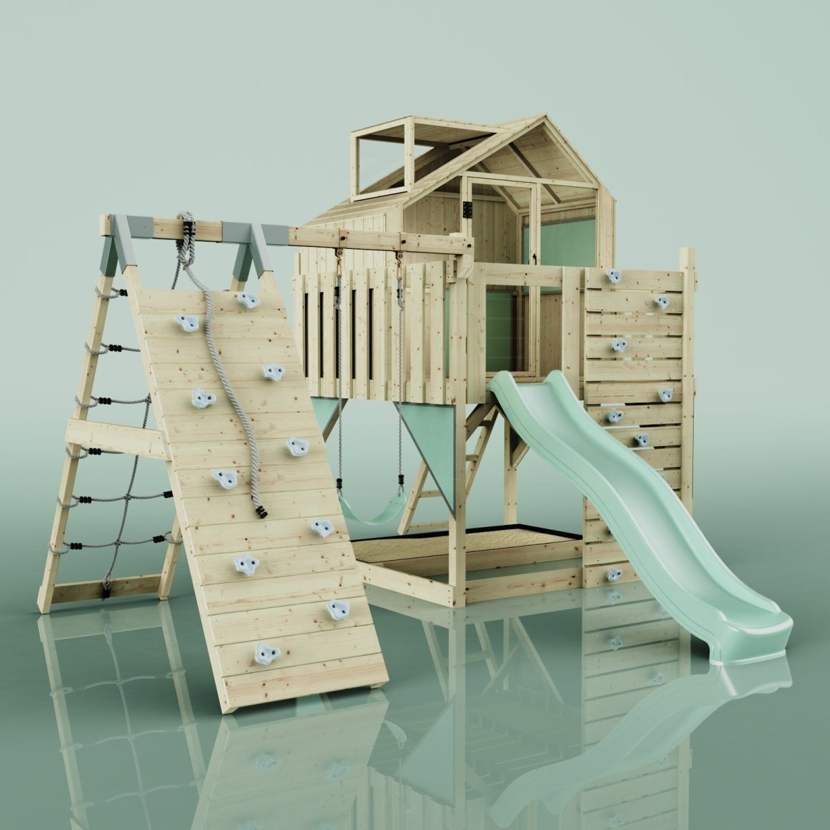 PolarPlay Kids Climbing Tower & Playhouse – Climb & Swing Ragna Sage