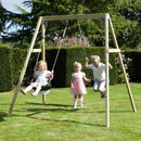 Rebo Active Kids Range Wooden Garden Double Swing Set – Green