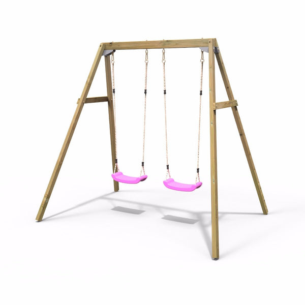 Rebo Active Kids Range Wooden Garden Double Swing Set – Pink
