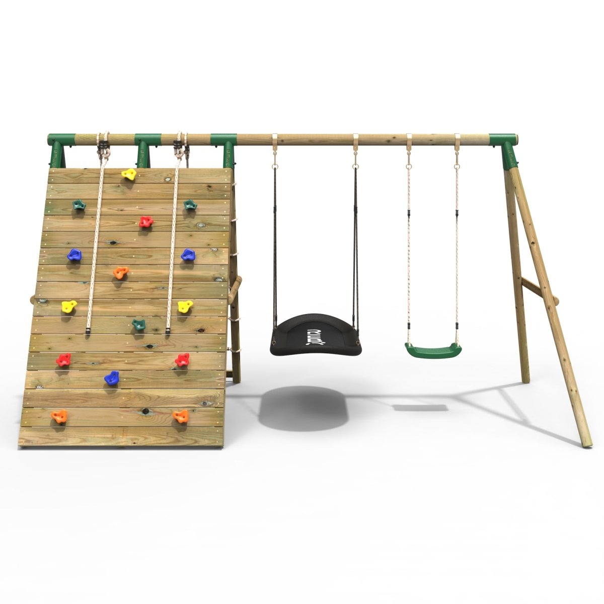 Rebo Beat The Wall Wooden Swing Set with Double up & Over Climbing Wall – Vertex