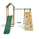 Rebo Challenge Wooden Climbing Frame with Swings, Slide and Up & over Climbing wall - Bear