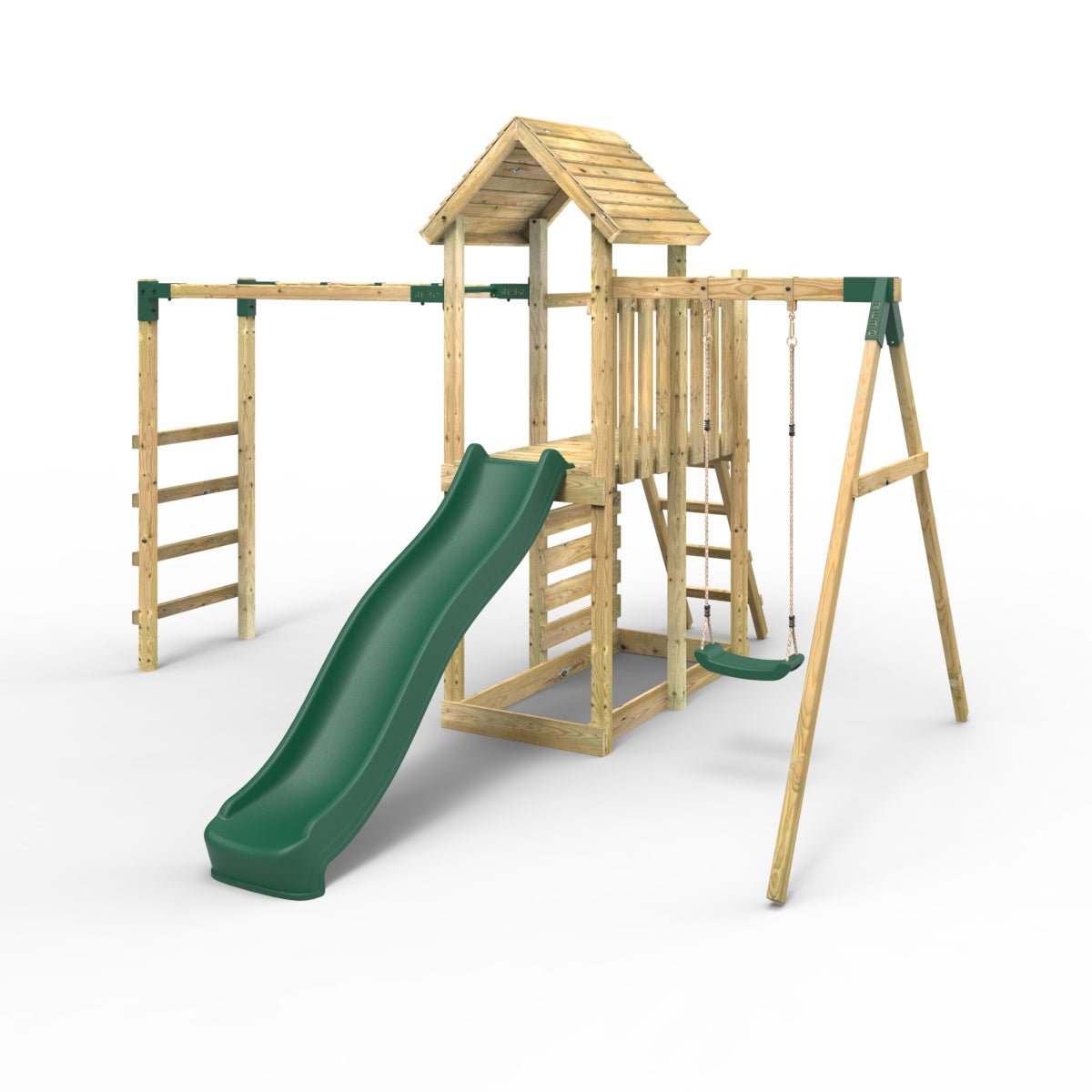 Rebo Extended Tower Wooden Climbing Frame with Swings & Slide - Arvon