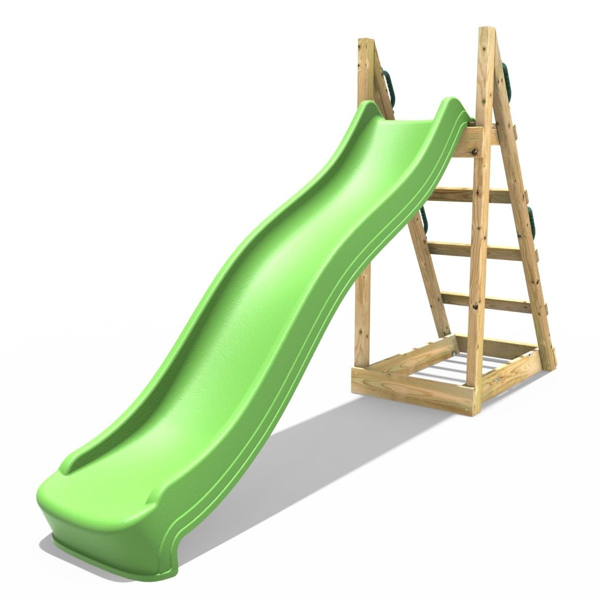 Rebo 8FT Free Standing Slide with Wooden Platform – Light Green