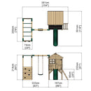 Rebo Orchard 4FT Wooden Playhouse, Swings, Monkey Bars, Deck & 6FT Slide – Solar Green