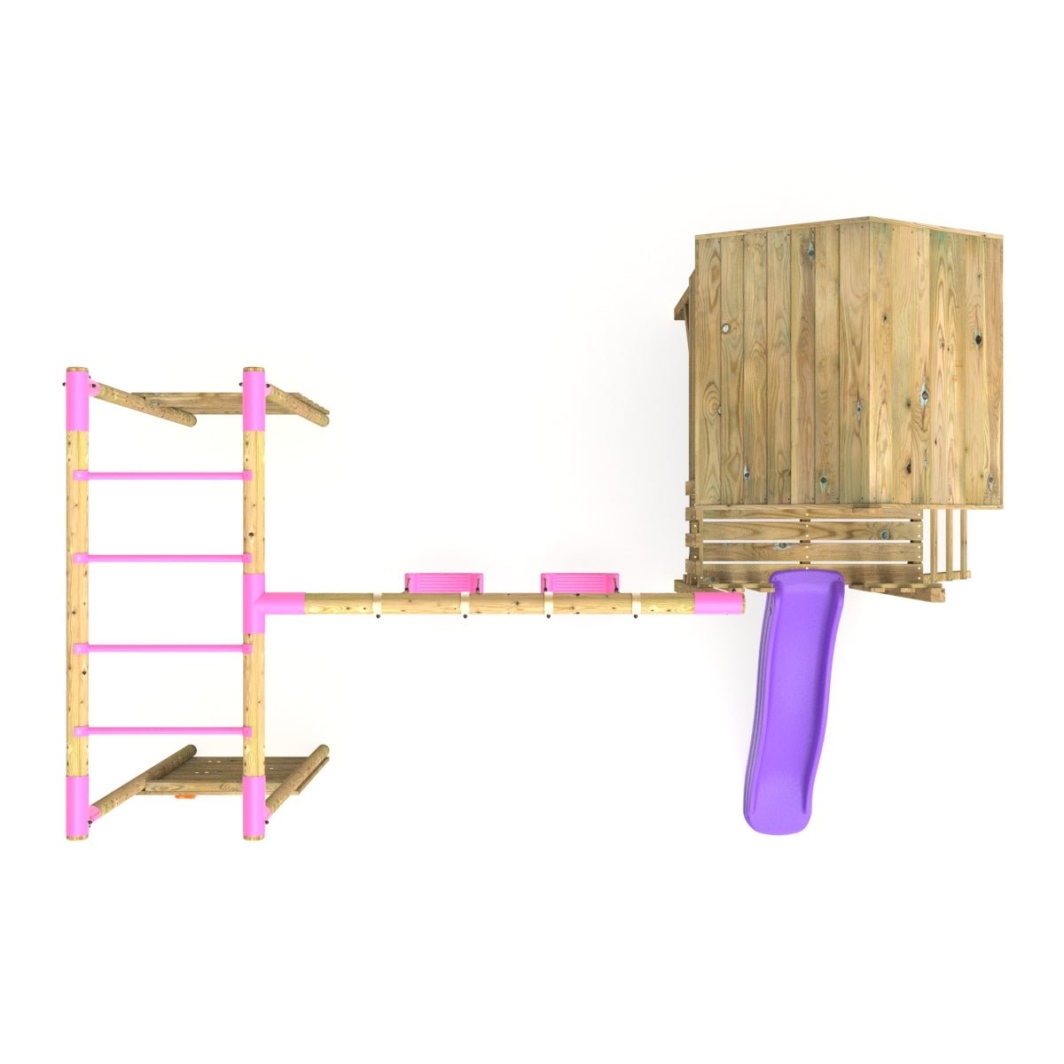 Rebo Orchard 4FT Wooden Playhouse, Swings, Monkey Bars, Deck & 6FT Slide – Venus Purple