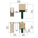 Rebo Orchard 4FT Wooden Playhouse + Swings, Rock Wall, Deck & 6FT Slide – Solar Green