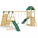 Rebo Wooden Climbing Frame with Swings, 6+8FT Slides & Climbing Wall - Hayes