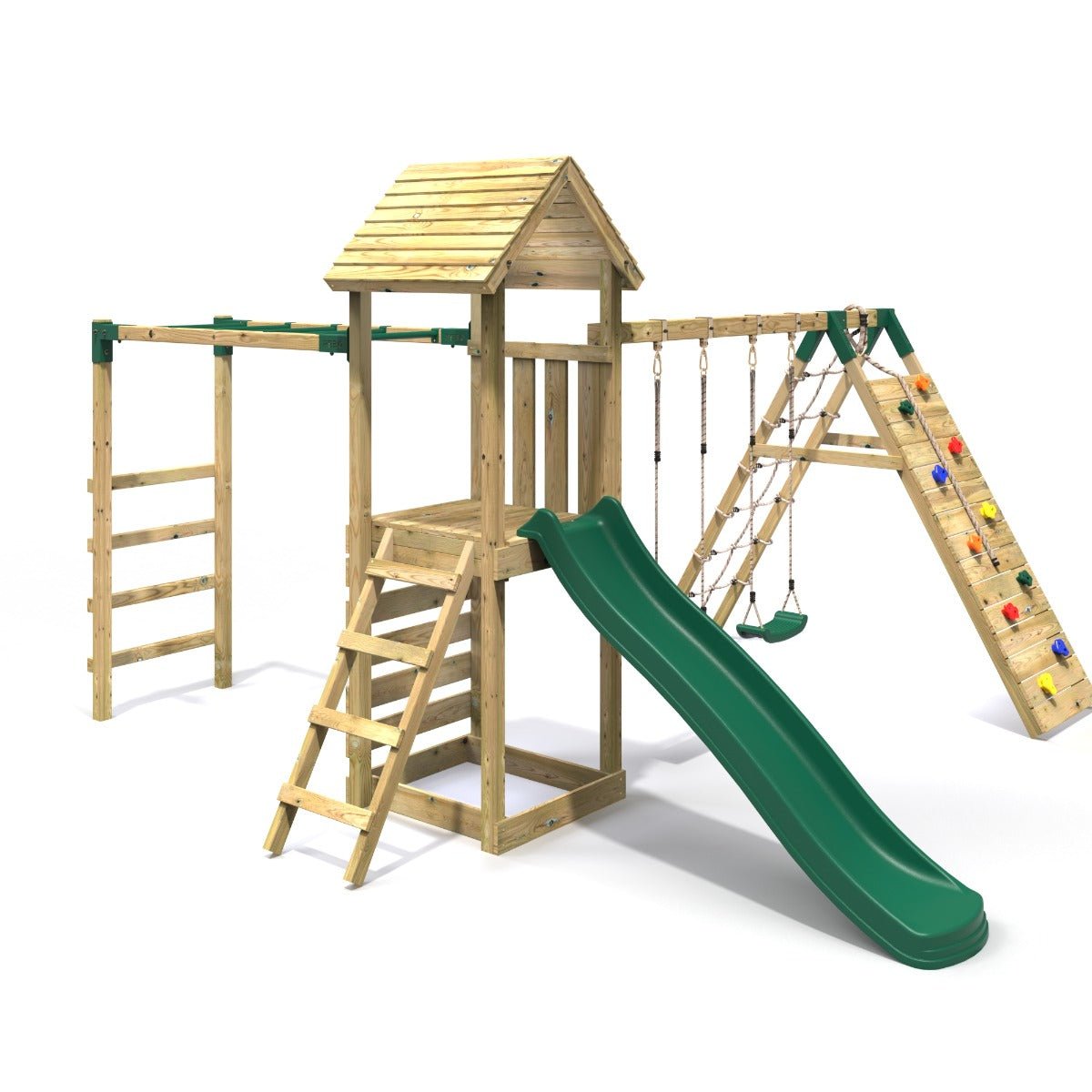 Rebo Dolomite Climbing Frame w/ Swings, Slide, Climbing Wall
