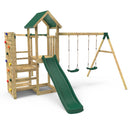Rebo Wooden Climbing Frame with Vertical Rock Wall, Swing Set and Slide - El Capitan+