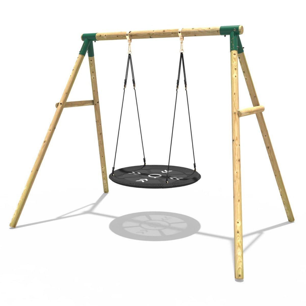 Rebo Wooden Garden Single Round Net Swing Set - Mercury