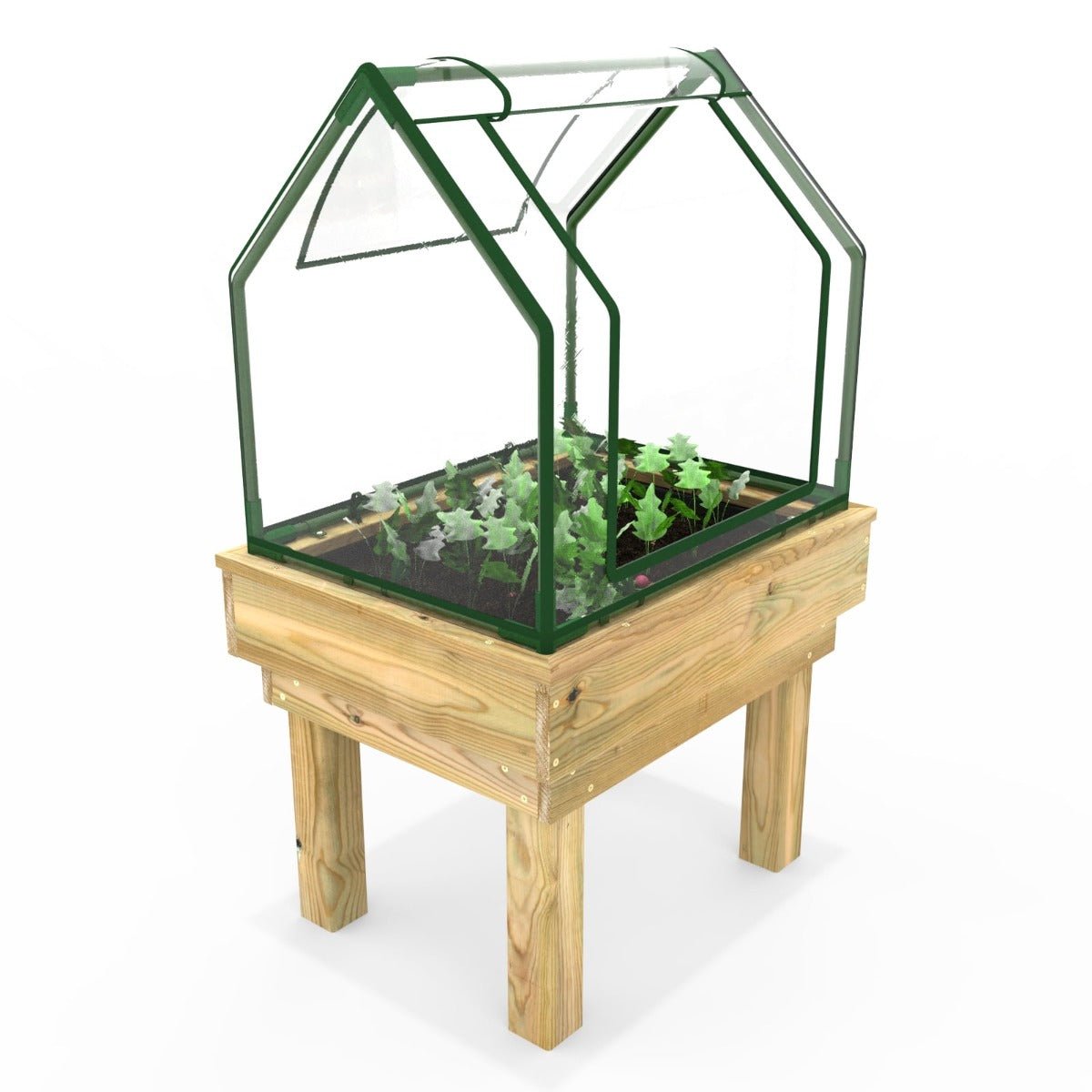 Rebo Wooden Learn and Grow Single Planter with Greenhouse