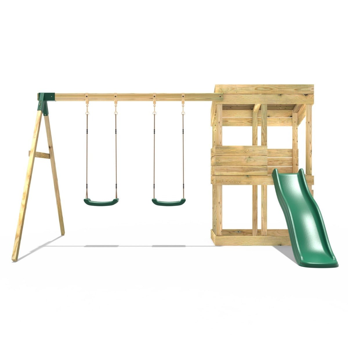 Rebo Wooden Lookout Tower Playhouse with 6ft Slide & Swing - Bryce
