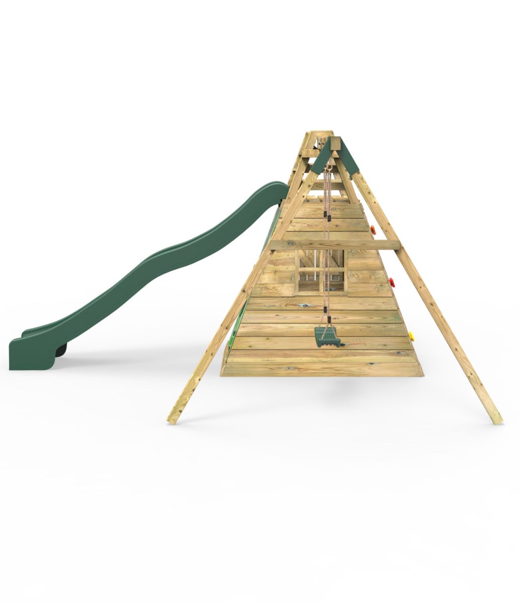 Rebo Wooden Pyramid Activity Frame with Swings & 10ft Water Slide - Mystic