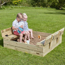 Rebo Wooden Sandpit Ball Pool with Folding Lid and Benches - 120cm x 120cm