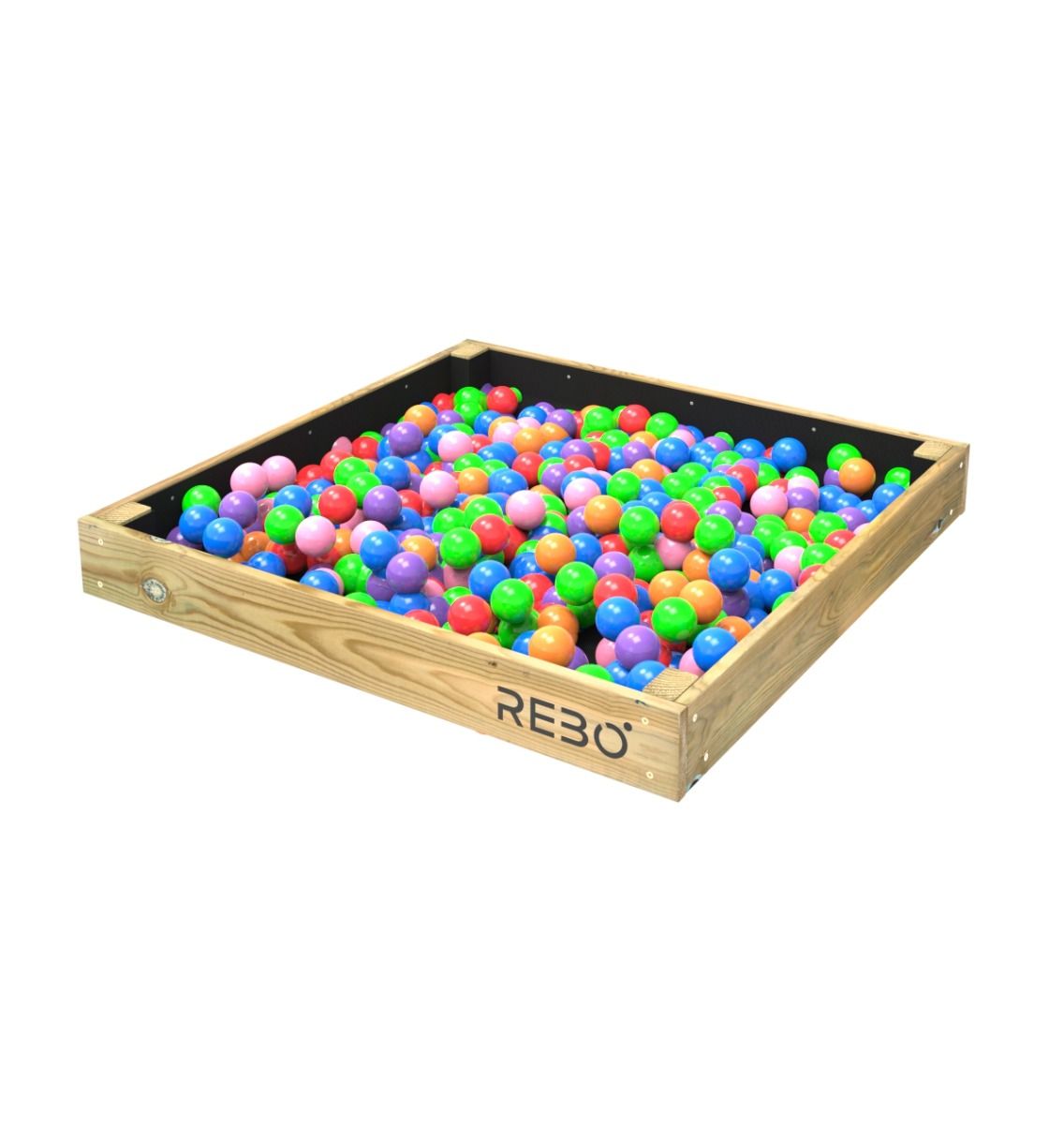 Rebo Wooden Sandpit Ball Pool with Removable Lid – 100cm x 100cm