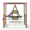 Rebo Wooden Swing Set with Monkey Bars plus Deck & 6ft Slide - Boat Pink