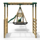 Rebo Wooden Swing Set with Monkey Bars plus Deck & 6ft Slide - Halley Green