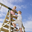Rebo Wooden Swing Set with Up and Over Climbing Wall - Isla Green
