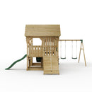FarmPlay Stable and Mini Loft Climbing Frame with Double Swing, Bridge and Slides