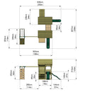 FarmPlay Stable and Mini Loft Climbing Frame with Double Swing, Climbing Wall, Bridge and Slides