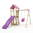 Rebo Adventure Wooden Climbing Frame, Swing Set and Slide - Rosa Pink