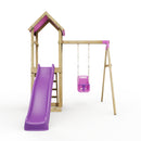 Rebo Adventure Wooden Climbing Frame, Swing Set and Slide - Rosa Pink