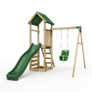 Rebo Adventure Wooden Climbing Frame, Swing Set and Slide - Rosa Green