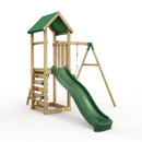 Rebo Adventure Wooden Climbing Frame, Swing Set and Slide - Rosa Green