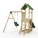 Rebo Adventure Wooden Climbing Frame, Swing Set and Slide - Rosa Green