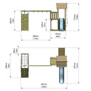 Polarplay Climbing Frame with Extended Tower, Double Swing, Climbing Wall and Slide - Roskilde