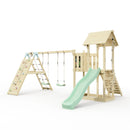 Polarplay Climbing Frame with Extended Tower, Double Swing, Climbing Wall and Slide - Roskilde