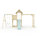 Polarplay Climbing Frame with Extended Tower, Single Swing, Monkey Bars and Slide - Stroemsund