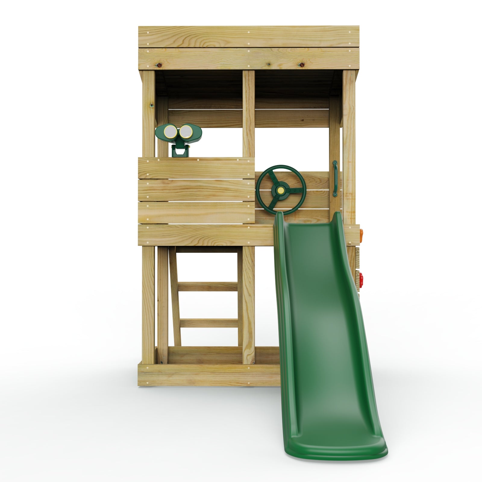 Rebo Wooden Lookout Tower Playhouse with 6ft Slide - Lookout with Adventure Pack