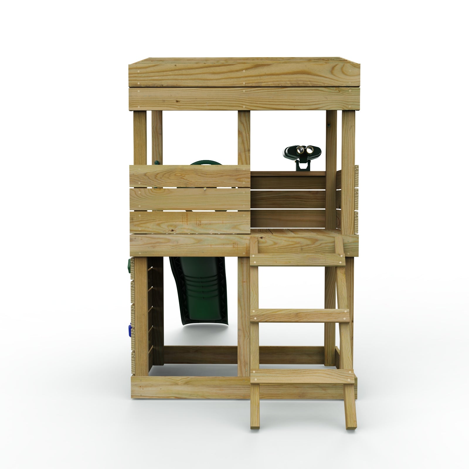Rebo Wooden Lookout Tower Playhouse with 6ft Slide - Lookout with Adventure Pack