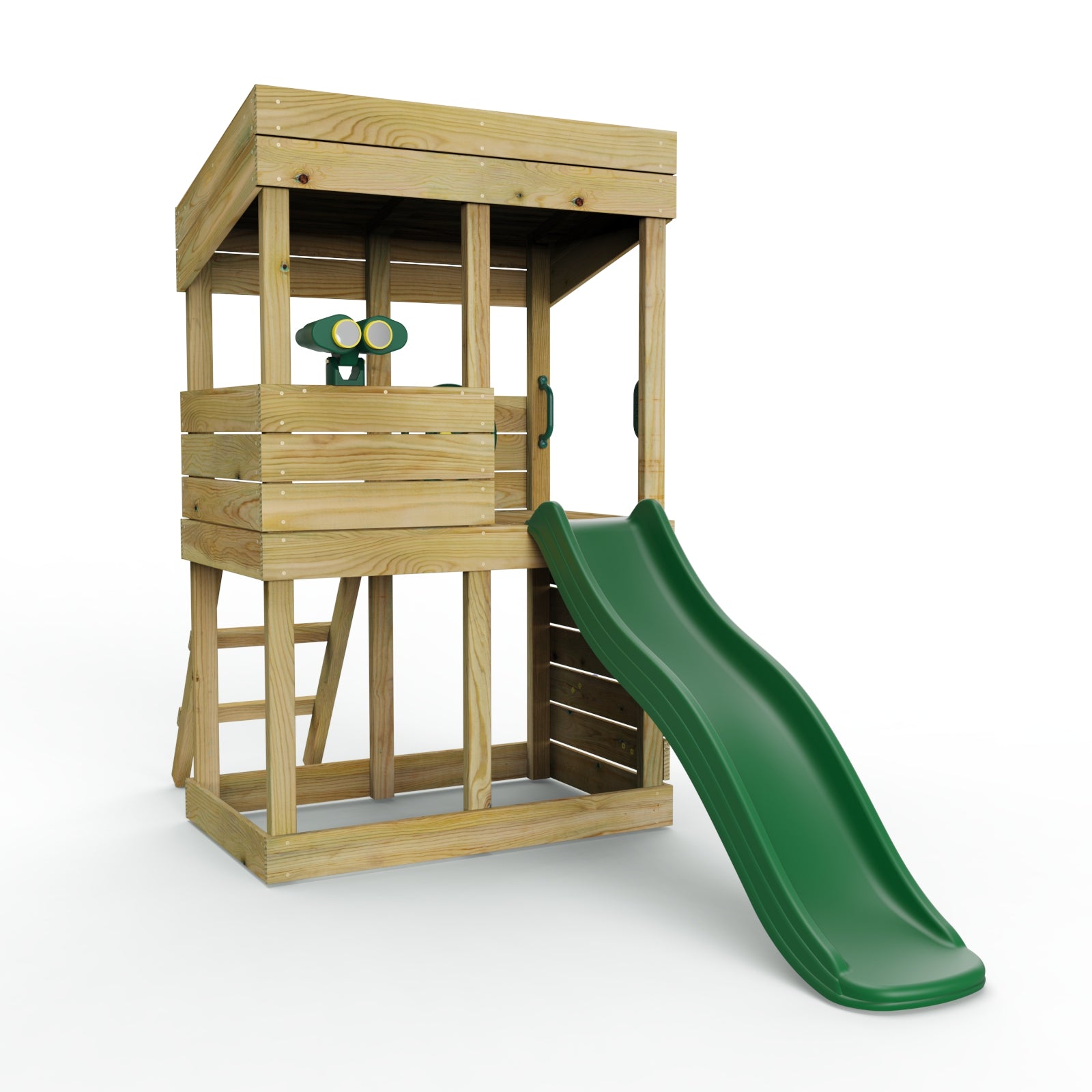 Rebo Wooden Lookout Tower Playhouse with 6ft Slide - Lookout with Adventure Pack
