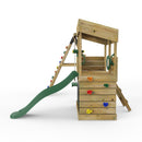 Rebo Lookout Tower Playhouse with Single Swing and Climbing Wall plus Slide - Ascent Camouflage