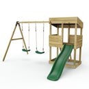Rebo Wooden Lookout Tower Playhouse with 6ft Slide & Swing - Bryce