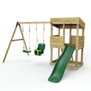 Rebo Wooden Lookout Tower Playhouse with 6ft Slide & Swing - Everglades