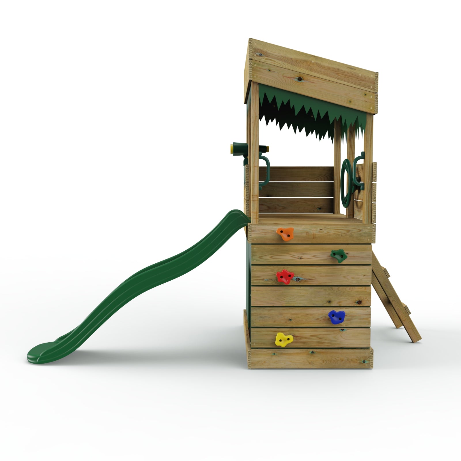 Rebo Wooden Lookout Tower Playhouse with 6ft Slide - Lookout with Den & Adventure