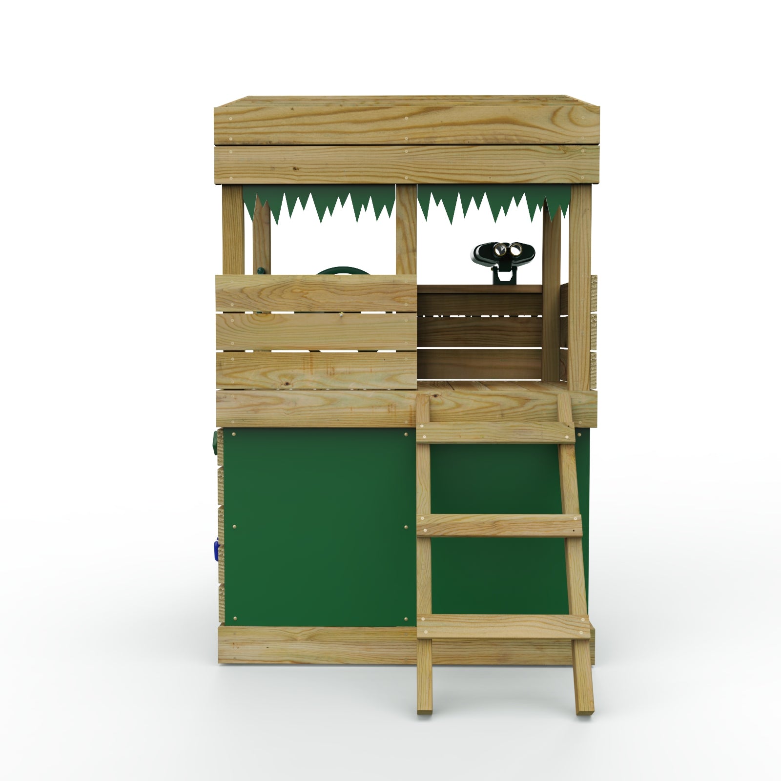 Rebo Wooden Lookout Tower Playhouse with 6ft Slide - Lookout with Den & Adventure