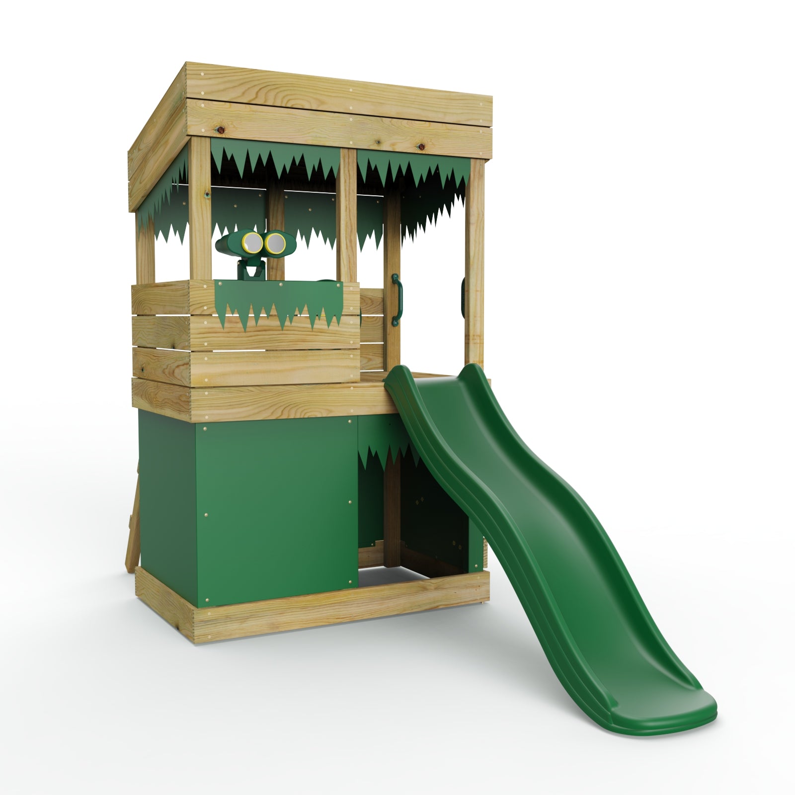 Rebo Wooden Lookout Tower Playhouse with 6ft Slide - Lookout with Den & Adventure