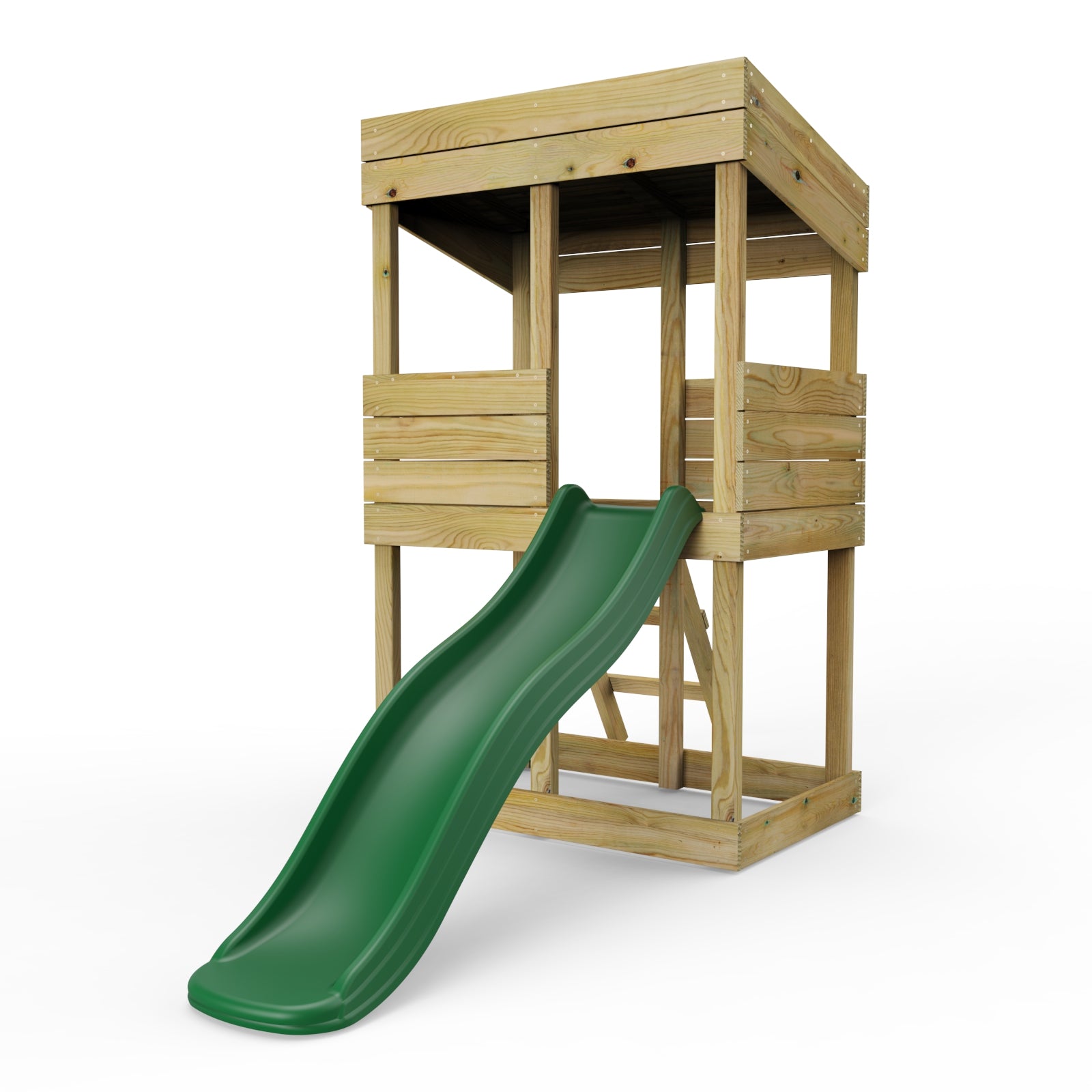 Rebo Wooden Lookout Tower Playhouse with 6ft Slide - Standard Lookout
