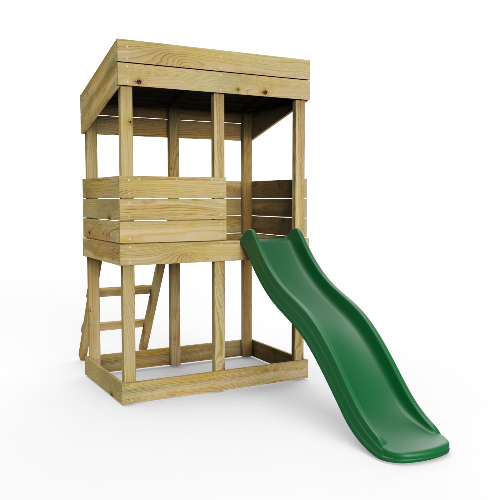 Rebo Wooden Lookout Tower Playhouse with 6ft Slide - Standard Lookout