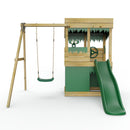 Rebo Wooden Lookout Tower Playhouse with 6ft Slide & Swing - Yellowstone
