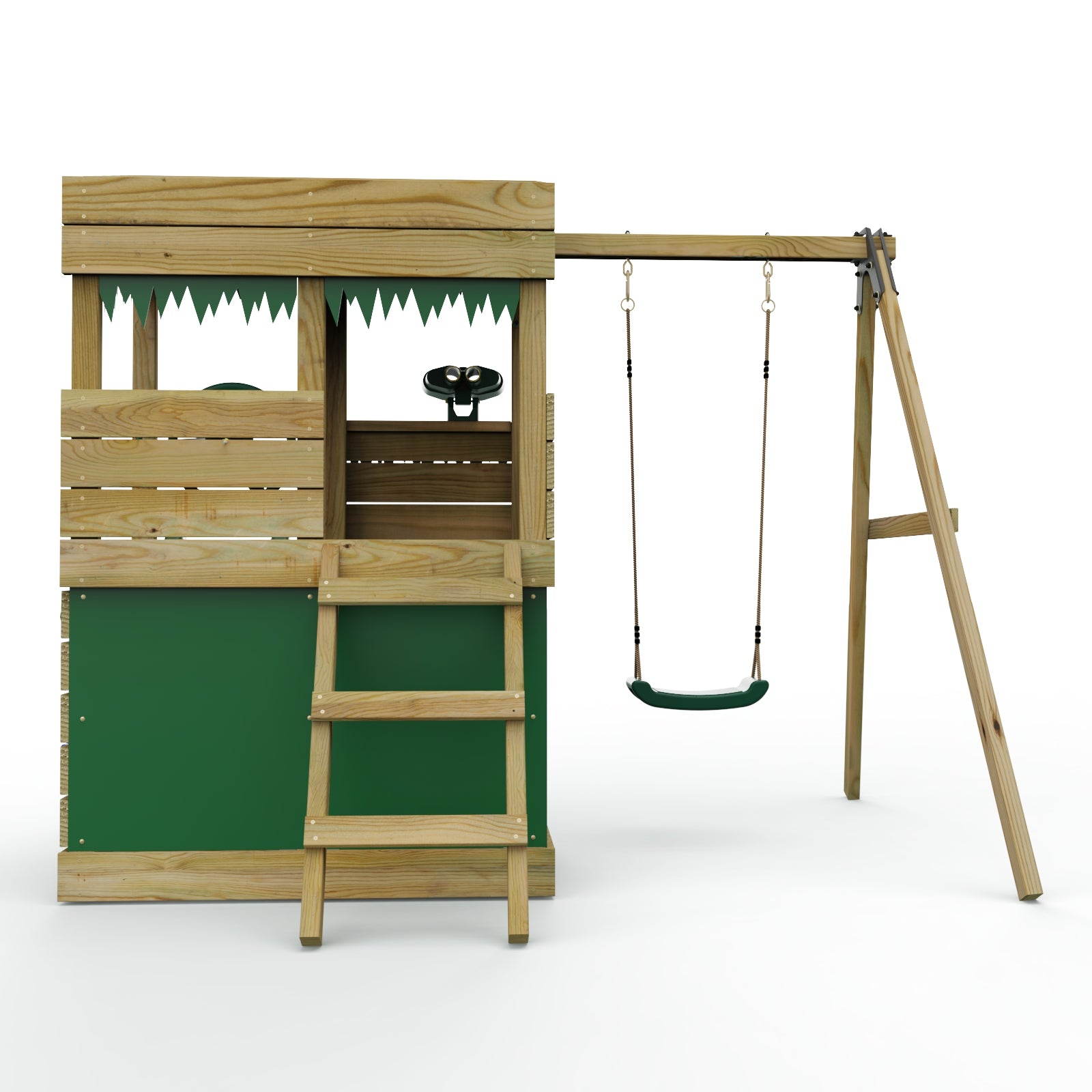 Rebo Wooden Lookout Tower Playhouse with 6ft Slide & Swing - Yellowstone