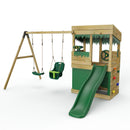 Rebo Wooden Lookout Tower Playhouse with 6ft Slide & Swing - Zion