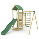Rebo Climbing Frame with Single Swing and Slide plus Ninja Monkey Bars - Arvon
